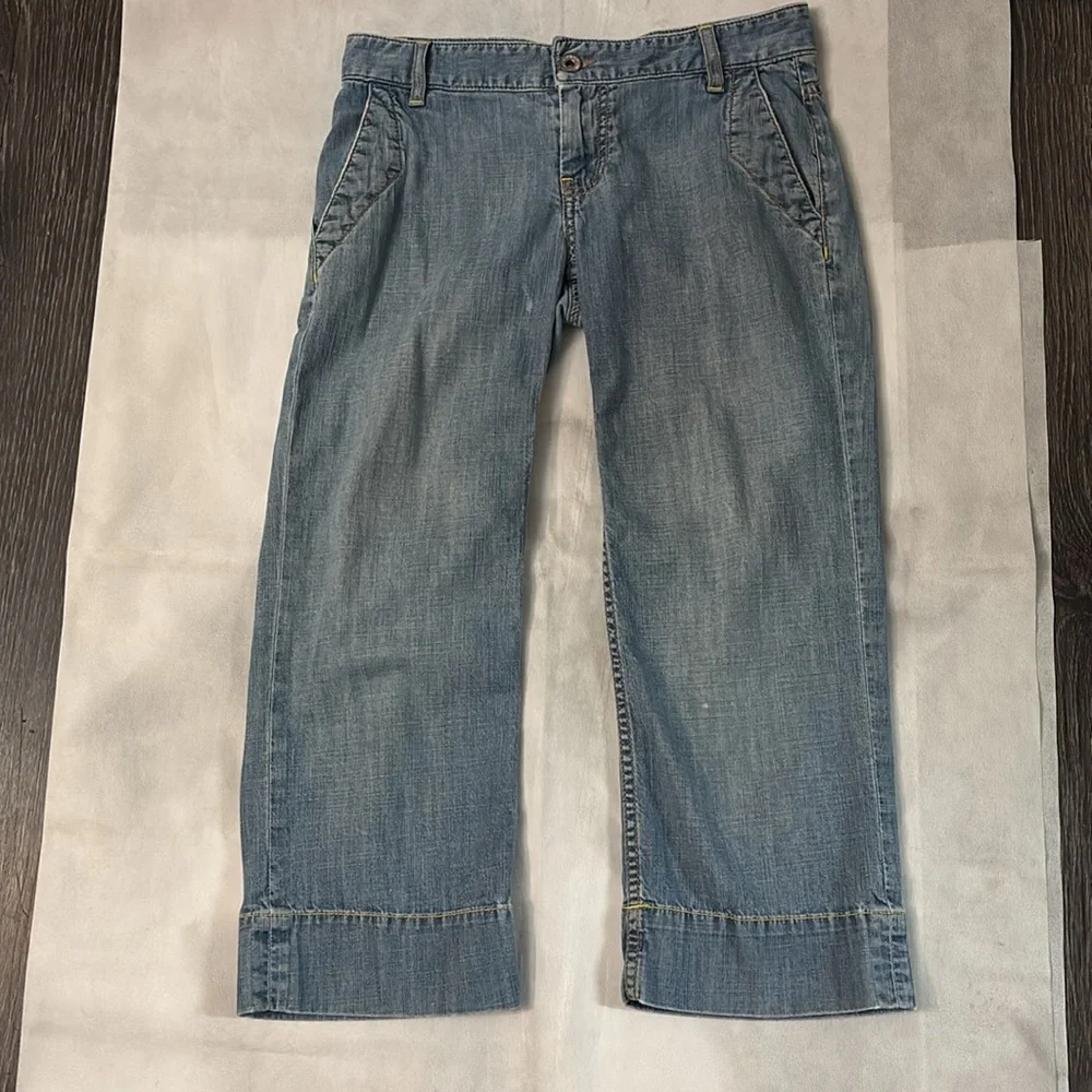Banana Republic Denim Stretch Bermuda Shorts 0 Festival Summer Casual Boho Twee - Picture 1 of 13